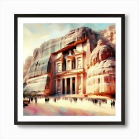 Petra Old City in Jordan - Painting Art Print