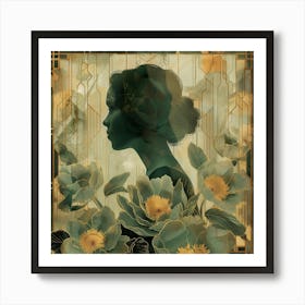 Portrait Of A Woman With Flowers 8 Art Print