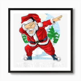 Dabbing Santa Claus Funny Boys Men Dab Dance Xmas Christmas Art Print