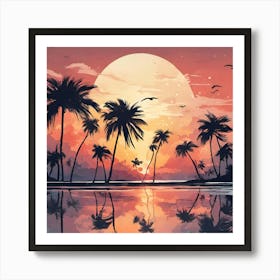 Sunset At The Beach Art Print