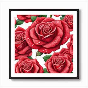 Red Roses Seamless Pattern 6 Art Print