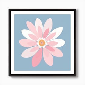 A White And Pink Flower In Minimalist Style Square Composition 534 Art Print