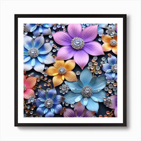 Rhinestone Flowers Art Print