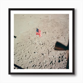 The Flag Of The United States And The Footprints Of Astronauts Neil A Art Print