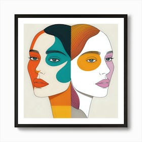 Two Women'S Faces Art Print