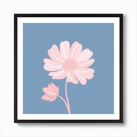 A White And Pink Flower In Minimalist Style Square Composition 200 Art Print