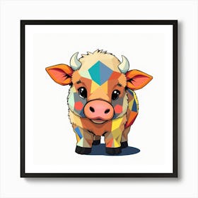 Geometric Cow Art Print