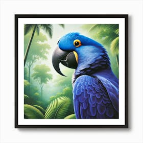 Blue Parrot In The Jungle Art Print