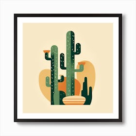 Rizwanakhan Simple Abstract Cactus Non Uniform Shapes Petrol 10 Art Print