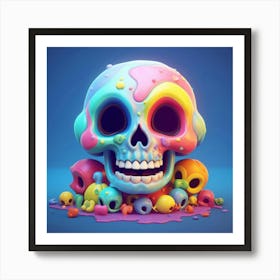 Colorful Skull 4 Art Print