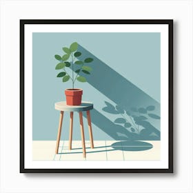 Potted Plant On A Table 1 Art Print