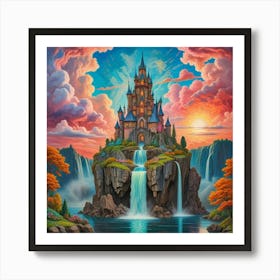 Enchanted Heights The Castle Of Cascading Waters (16) Art Print