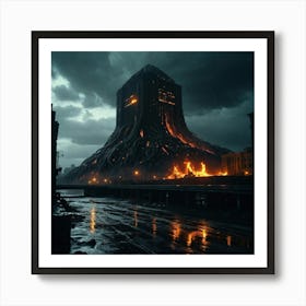 Default Apocalyptic Events On Earth Fire In Cities Ocean Waves 3 Art Print