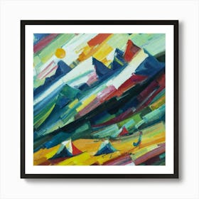 People camping in the middle of the mountains oil painting abstract painting art 17 Art Print