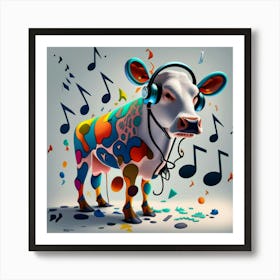 Cow With Music Notes 5 Art Print