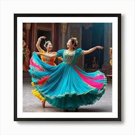 Two Asian Dancers Art Print