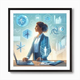 Businesswoman With Laptop Art Print