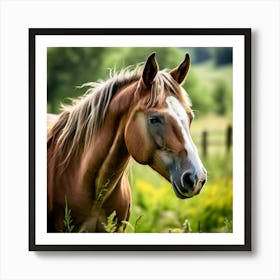 Horse Ranch Pony Animal Farm Nature Pet Farm Animal Summer Grass Head Mammal Green Mare (1) 1 Art Print