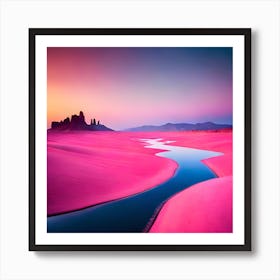 Pink Lake, Pink Sand Desert, Barbie Lake, Pink Purple Landscape, Digital Art Print, Home Decor Art Print