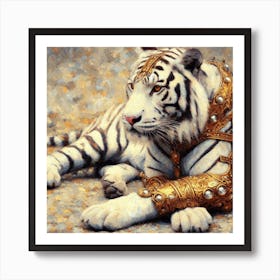 White Tiger, Tiger with Armor Art Print