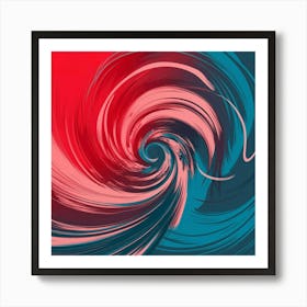 Red And Blue Swirl Painting Art Print