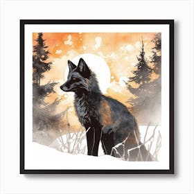 Fox In The Snow 1 Art Print