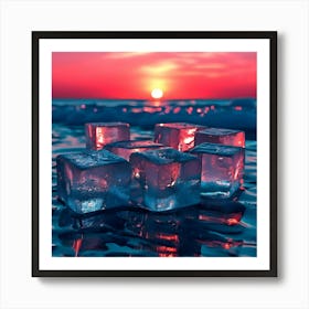 Ice Cubes At Sunset 1 Art Print