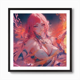 Anime Pastel Dream Strong Warrior Princess Centered Key Visual 3 Art Print