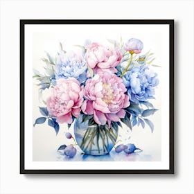 Peonies In A Vase Art Print