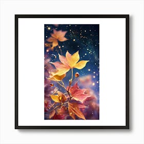 Autumn Leaves On A Branch Art Print