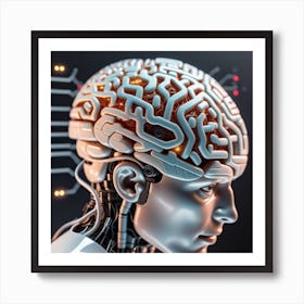 Human Brain With Artificial Intelligence Art Print