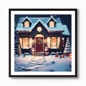 Christmas House In The Snow 6 Art Print