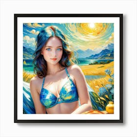 Blue Starry Sky dy Art Print