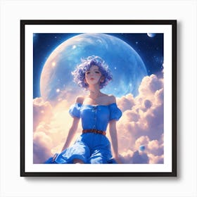 Girl With Blue Hair Art Print