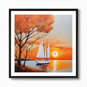 Sunset Sailboat Art Print