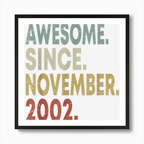 Awesome Since November 2002 20th Birthday 20 Years Old Men Affiche