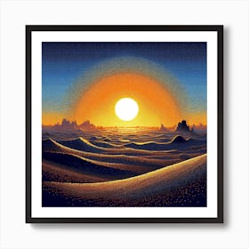 Sunset In The Desert,A New Dawn on Tatooine: A Mosaic of Hope Against the Sand Dunes 1 Art Print