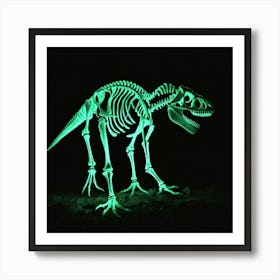 Dinosaur Skeleton Bones Glow Dark Prehistoric Fossil Paleontology Radiant Luminescent Haun (4) Art Print