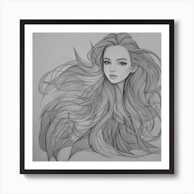 Girl With Long Hair Art Print