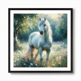 White Horse In The Meadow Art Print