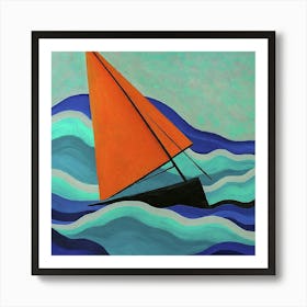 Sailboat In The Waves Poster