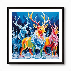 RAINOW DEER ICE SCULPTURE Art Print