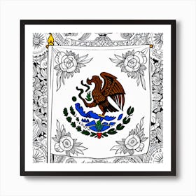 Mexican Flag Coloring Page 2 Art Print