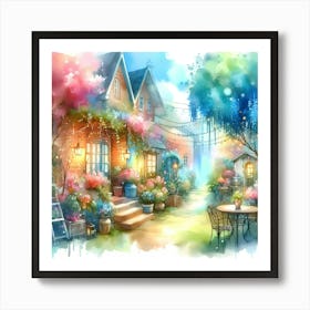 Watercolor Of A Garden Art Print