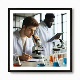 Young Scientists In A Laboratory 2 Art Print