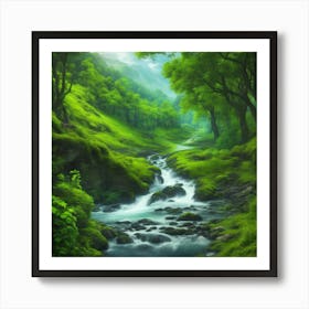 Waterfall In The Forest Art Print