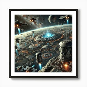 A Detailed Sci Fi Depiction Of The Orbital Defense Art Print