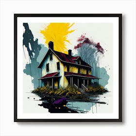 Colored House Ink Painting (8) Art Print