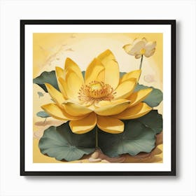 Aesthetic style, Large yellow lotus flower 1 Art Print