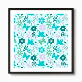 Blue Floral Art Print